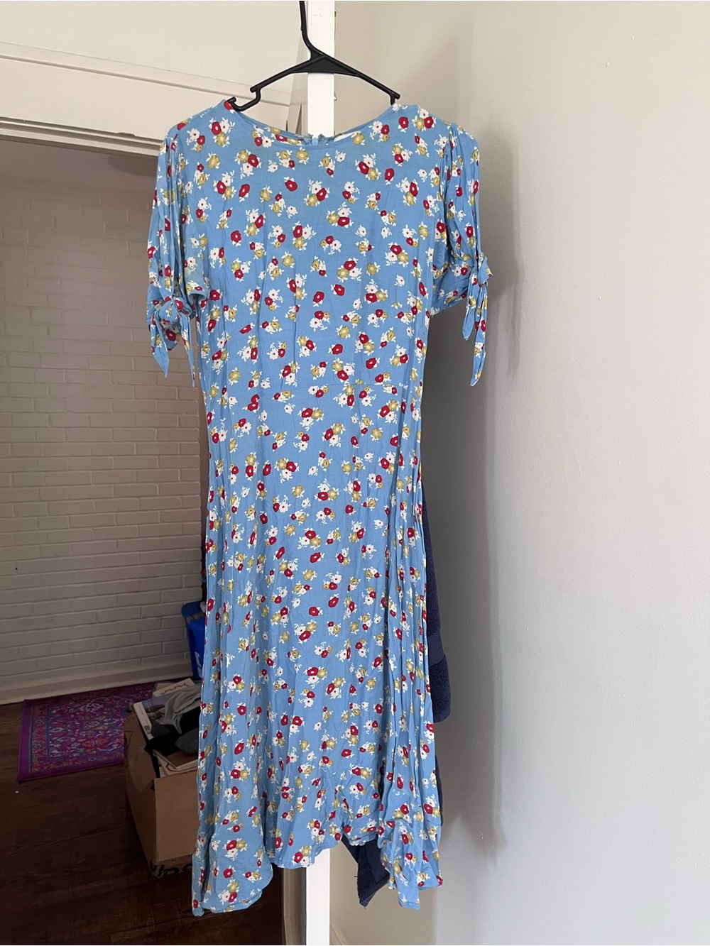 Faithfull Blue Floral Tie-Sleeve Women's Dress